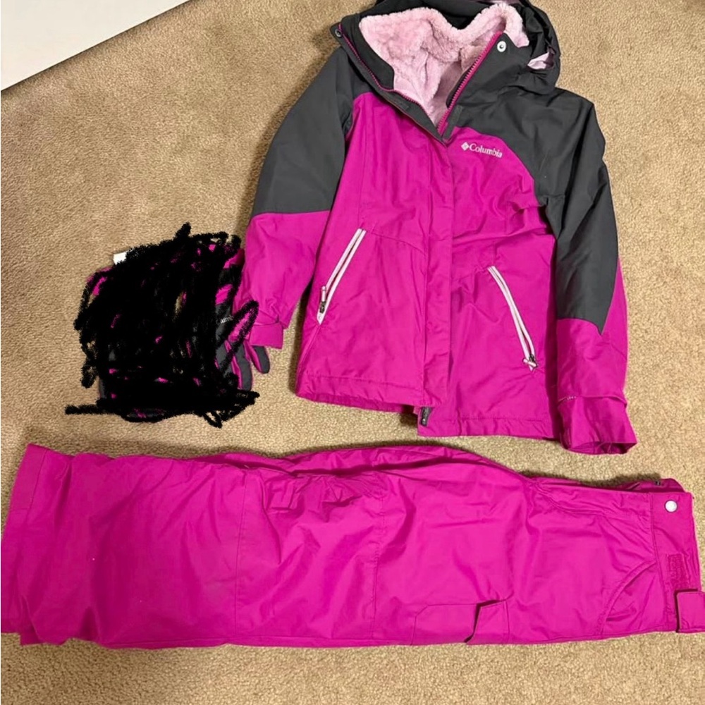 Columbia Pink and Gray Kids Jacket & Pants Set